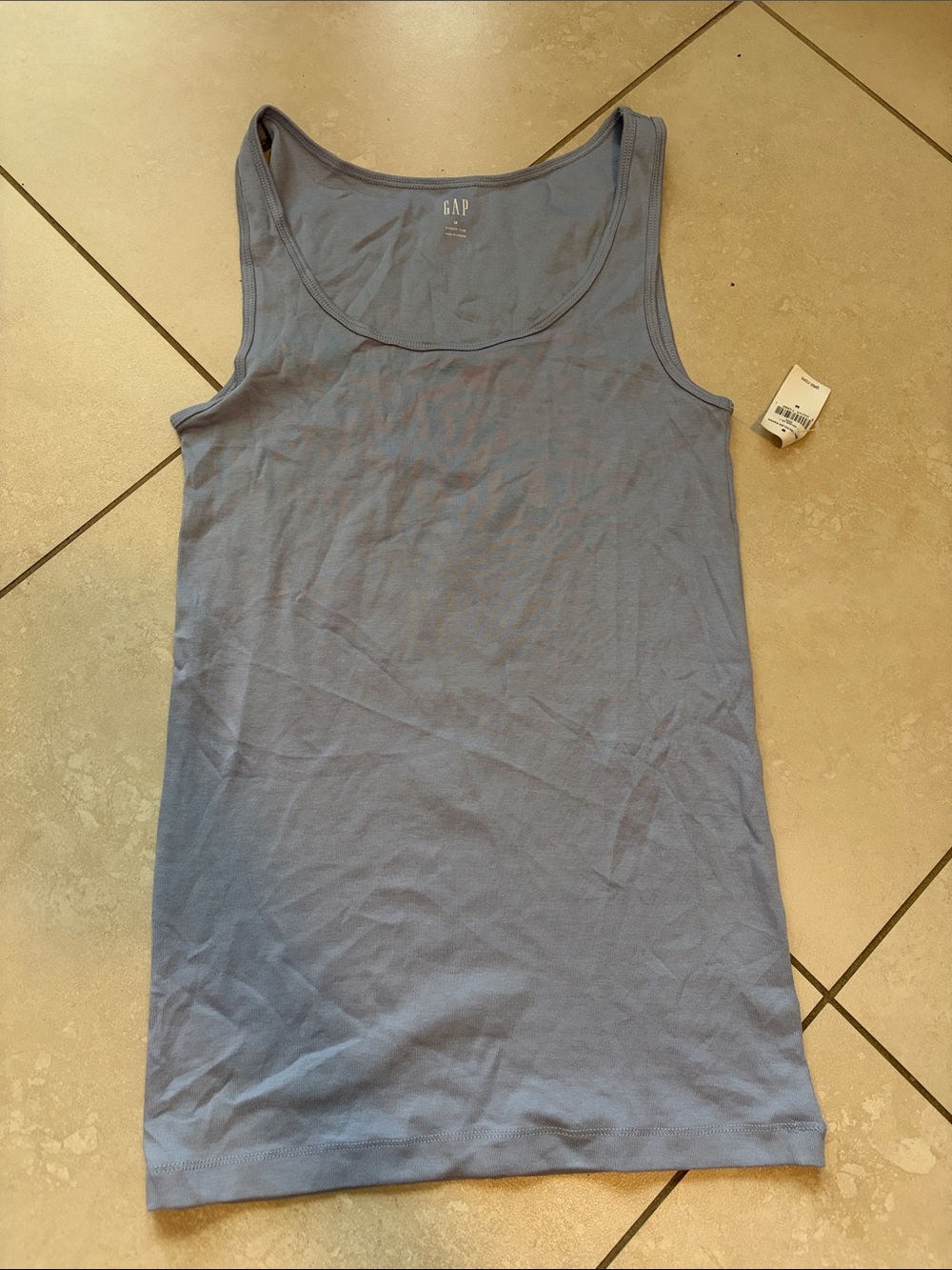 GAP Dusty Blue Scoop Neck Cotton Tank